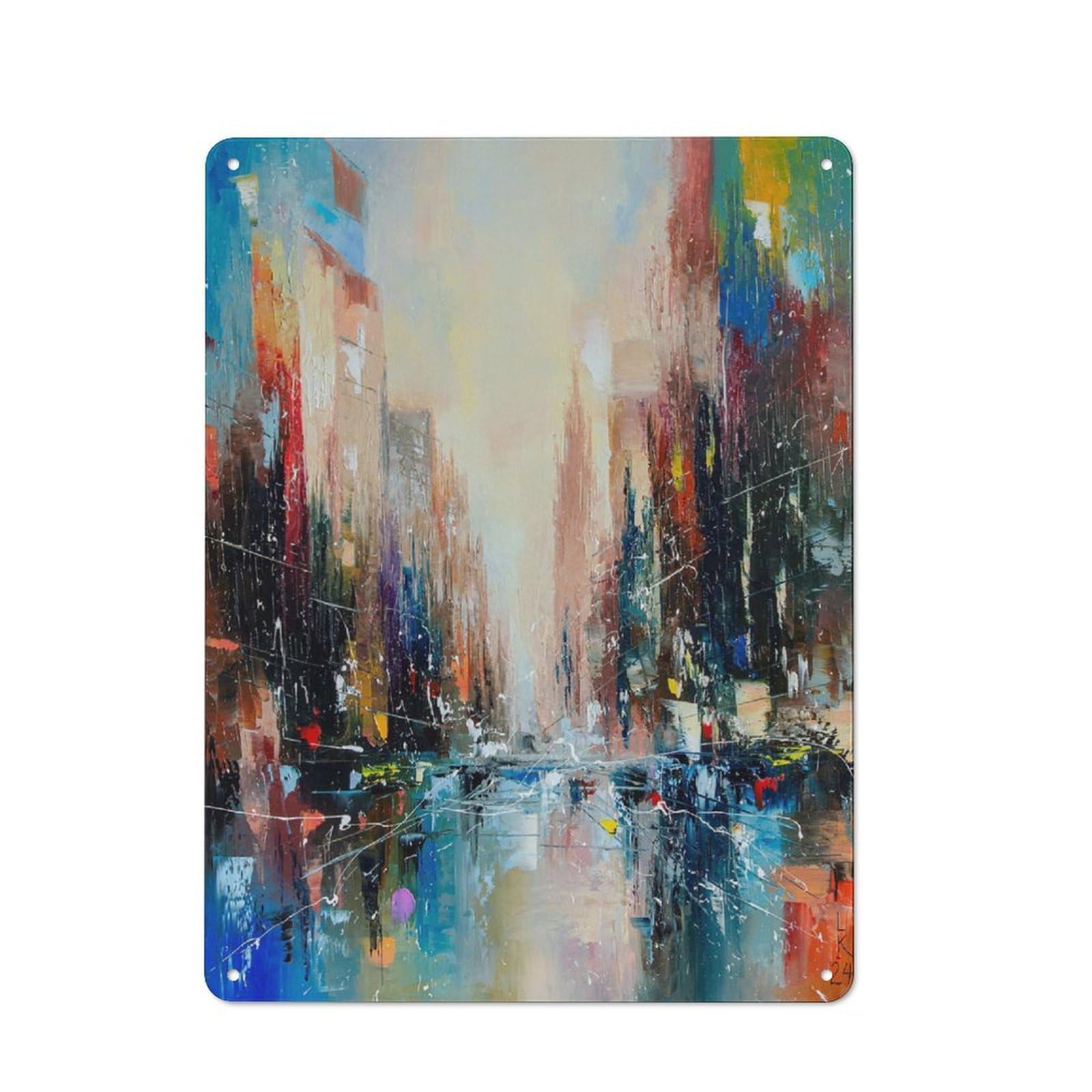 Nostalgic Decorative Tin Sign 40x30cm Featuring Big Apple Mirage, Old Style Wall Plaque for Kitchen, Hallway, Bar Or Small Cafe