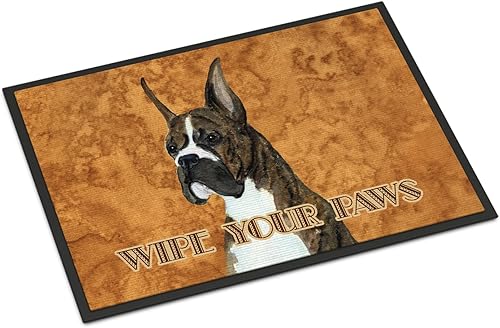 Caroline's Treasures SS4888JMAT - Tapete Brindle Boxer Wipe Your Paws de 24 x 36 pulgadas, tapete para puerta delantera, interior y exterior, para