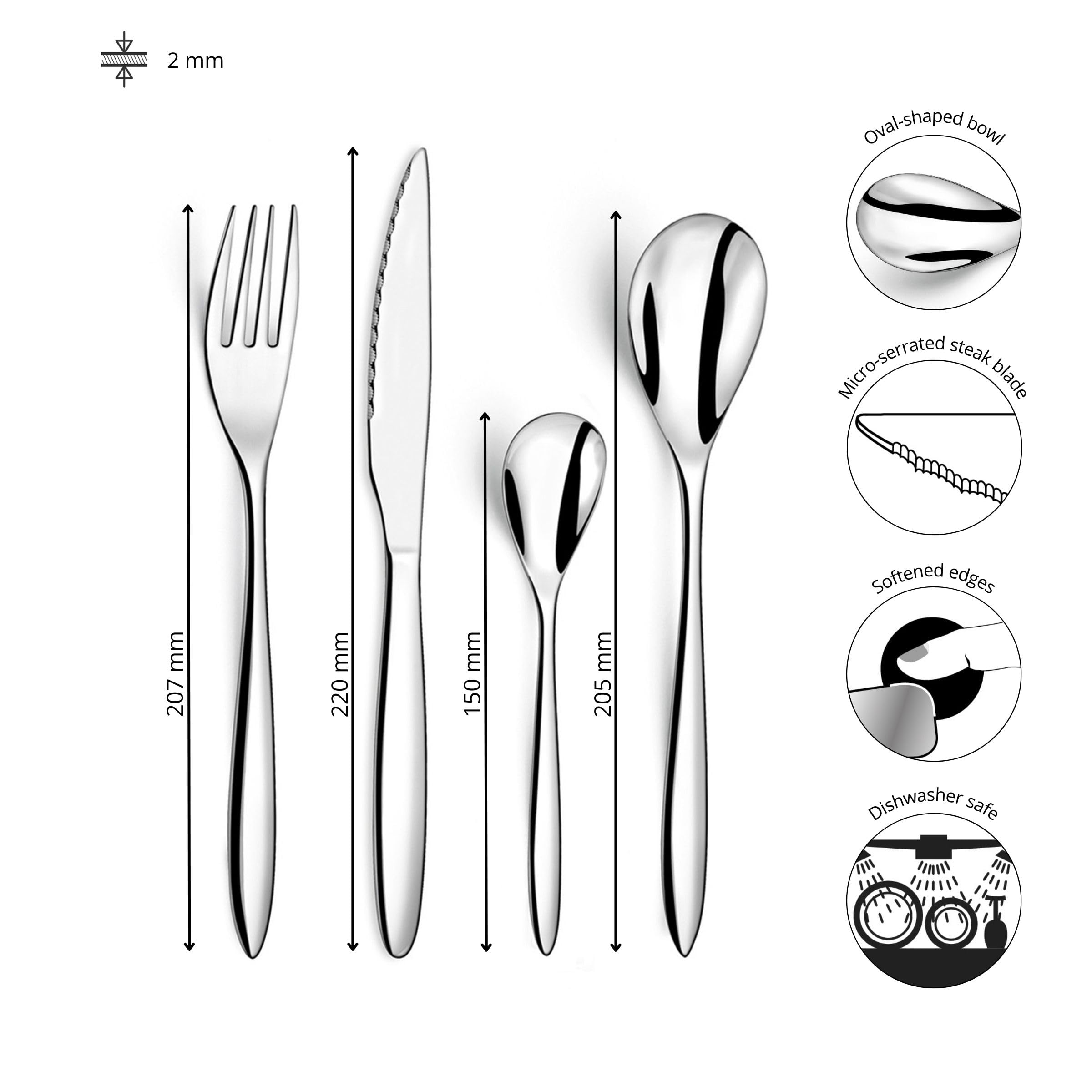Fourchettes De Table Coffret 24 Couverts - Acier Inoxydable 18/0