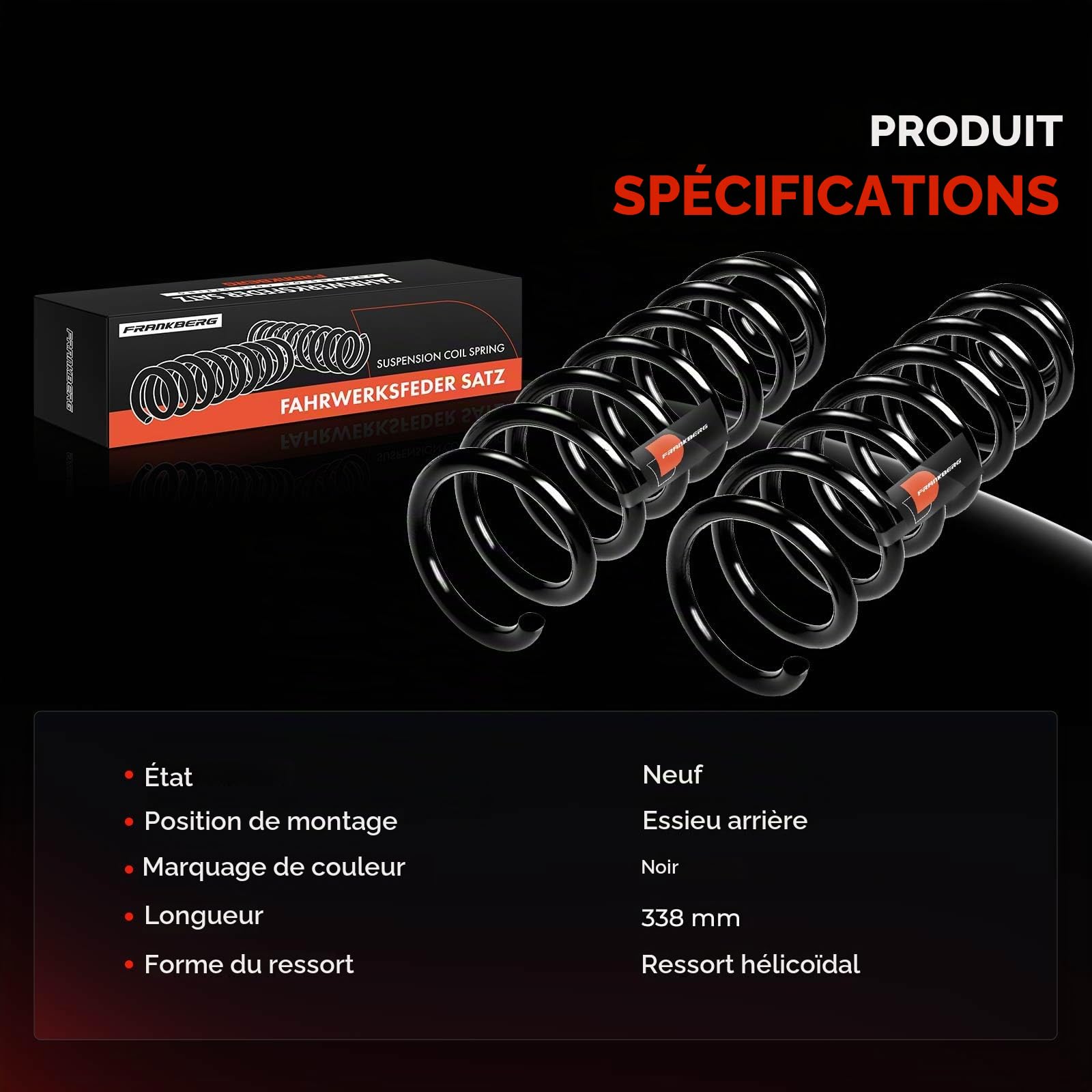 Frankberg 2 ressorts de suspension, essieu arrière 8200297952 | Compatible avec: Scénic II JM0/1