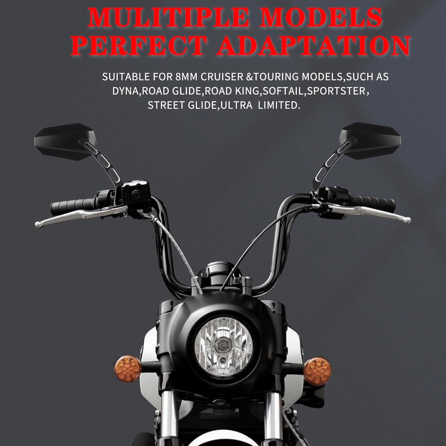 Motorcycle Rearview Mirror 360 Degree Adjustment Handlebar Mirrors M8 Compatible with Road King Street Electra Glide Dyna Sportster Softail Road Glide