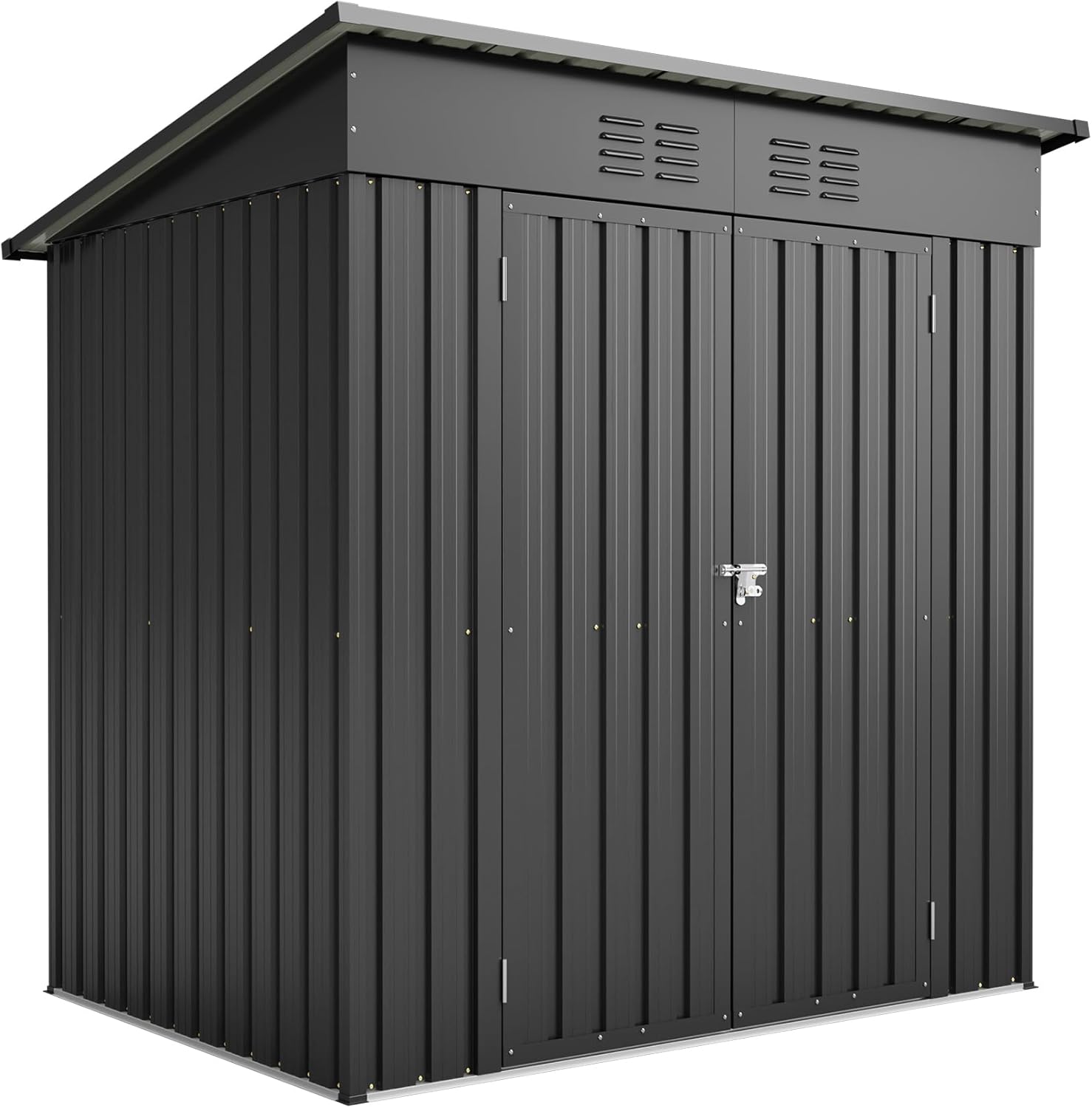 6x4 Outdoor Storage Shed, Metal Garden Shed with Lockable Hinged Door, Waterproof All Weather Backyard Tool Storage for Lawn Patio, Black