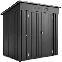 6 x 4 Ft Outdoor Metal Storage Shed Lockable Garden Tool Shed Black