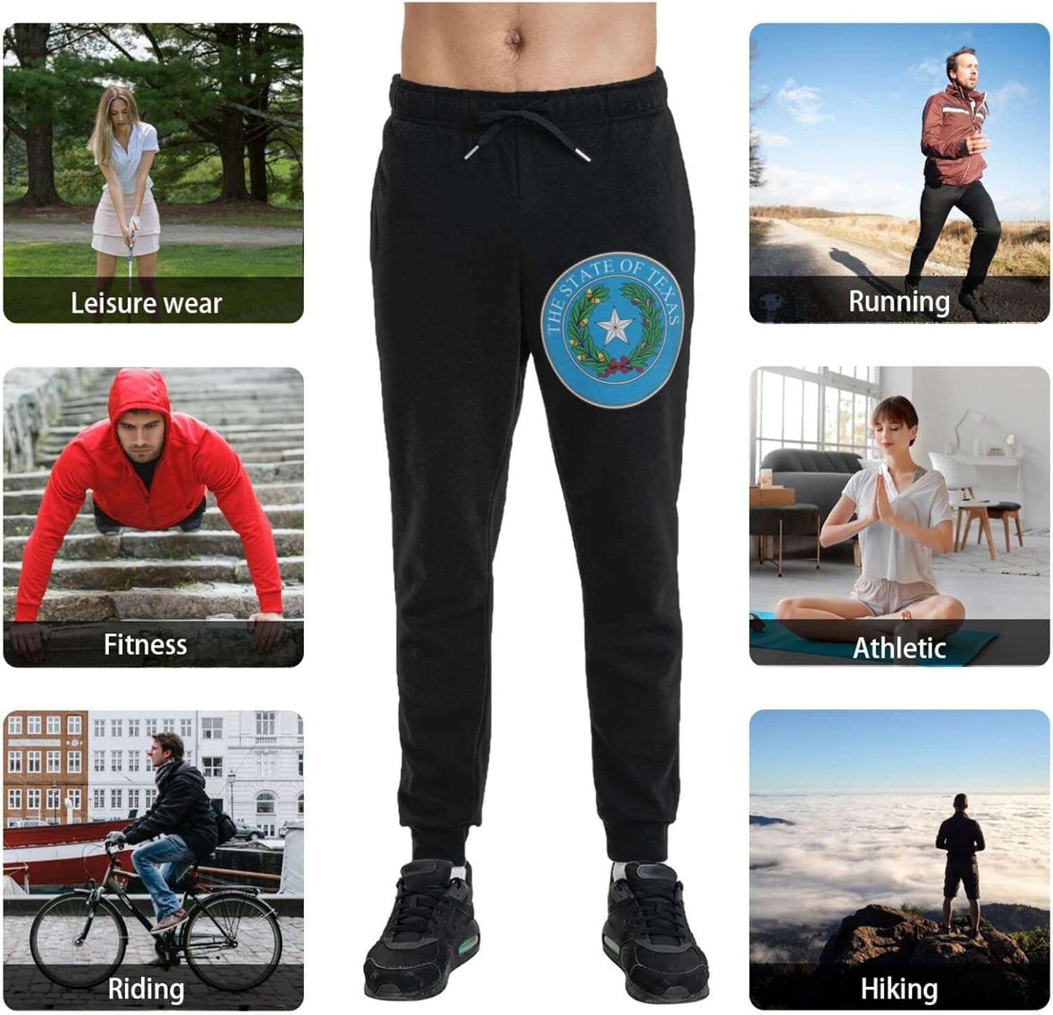 The Seal of The State of Texas Sweatpants Mens Pantalettes with Pockets Jogger Pants Sports Casual Pants