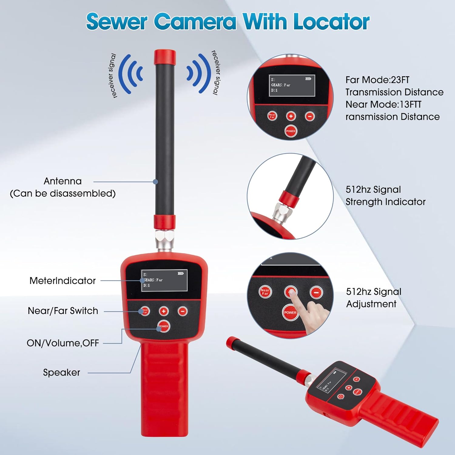 Sewer Camera with Locator Self Leveling 100FT,9'' HD 32GB Screen,36X Zoom in,JQKJCAM Plumbing Drain Camera and Locator Snake w/ 12 Light,Meter Counter for Precise Pipe Sewer Inspection (30M)