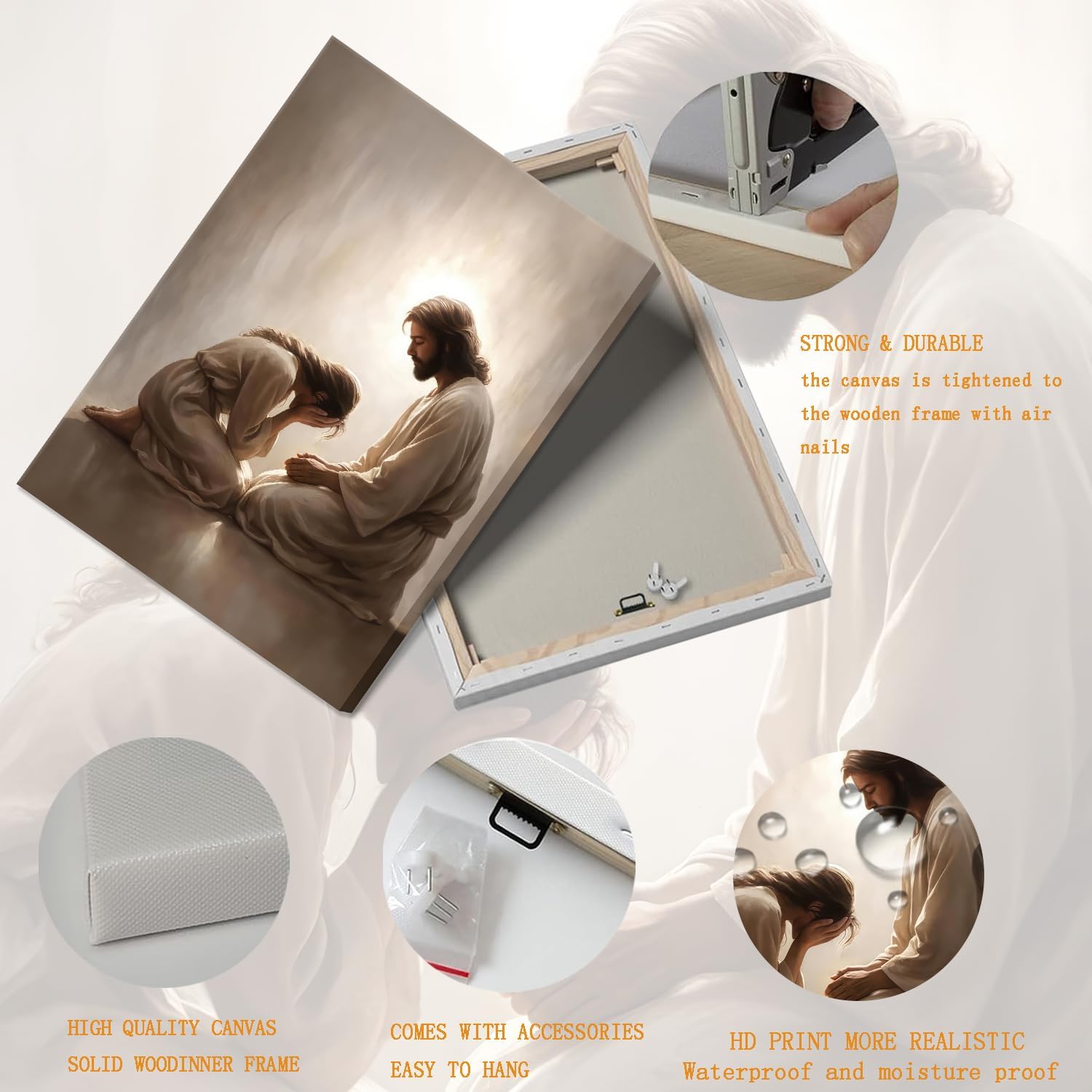 Jesus and Woman Canvas Wall Art Christian Repentance and Forgiveness Painting picture Wall Decor religion Bible Stories Poster Print Artwork for Church LDS bedroom Living Home Decor 24x36 in Canvas