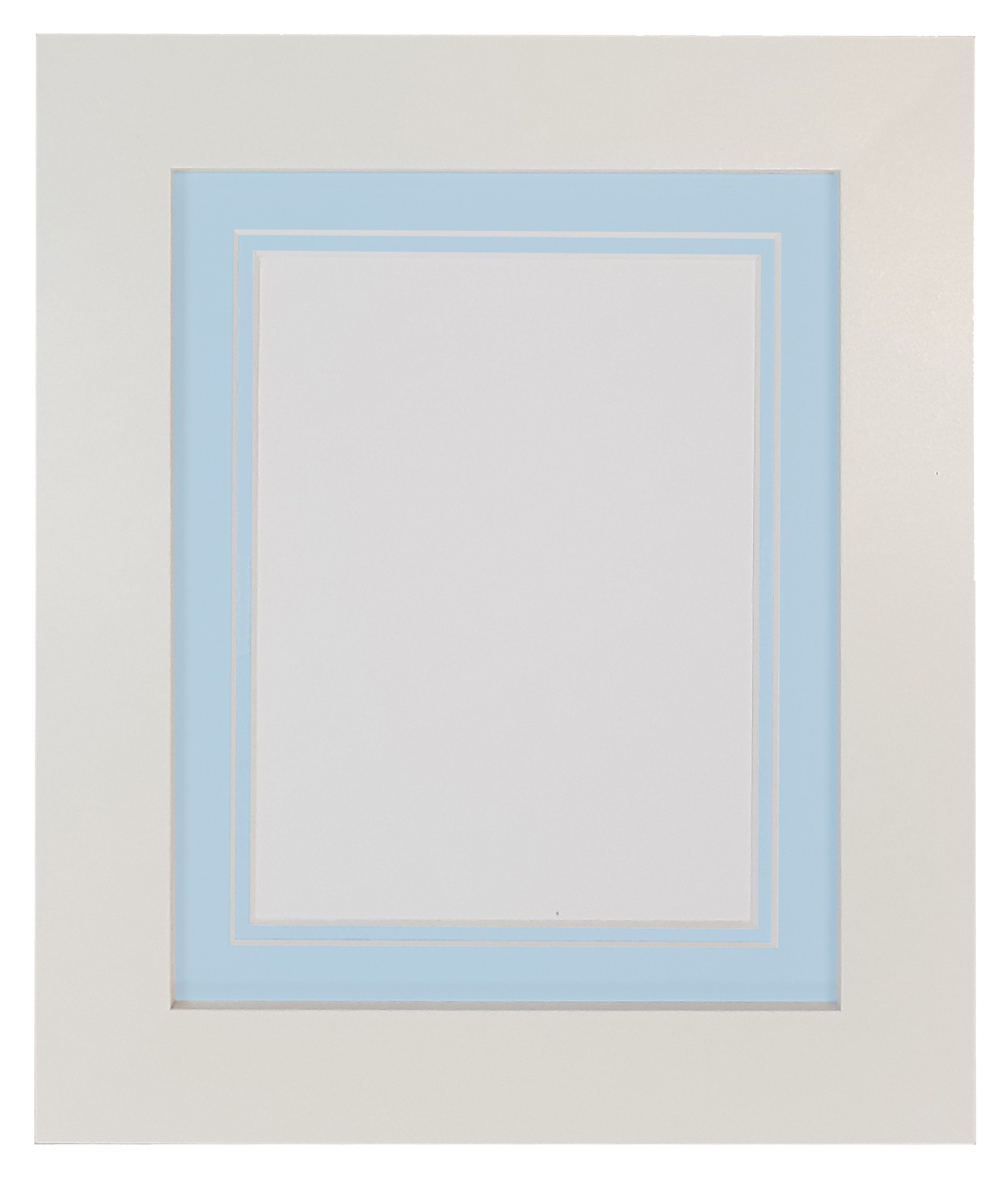 Metro White Photo Picture Poster Frame with Double Blue Mount 20 x 20 for Image Size 16 x 16 inch โ image 1