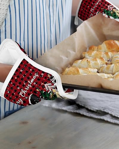 Miniatura 13 de Christmas Deer 2Pcs Pot Holders for Kitchen, Non Slip & Heat Insulation Terry Cloth Potholder Set with Pocket, Thick Hot Pad Oven Mitts Trivet