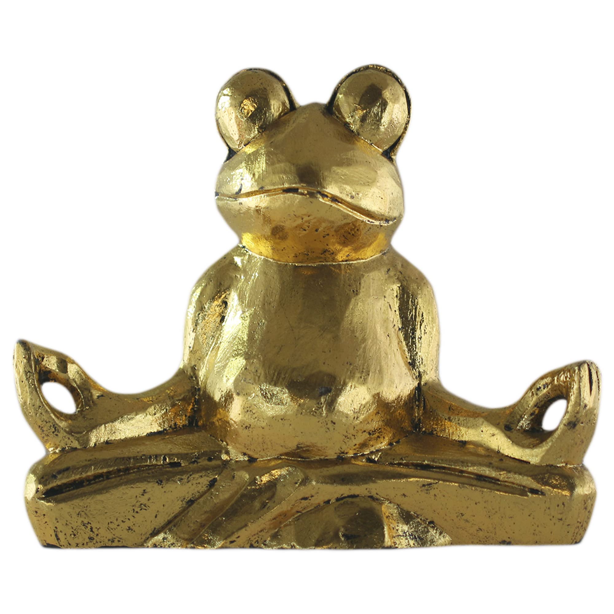 ART-CRAFT von Hand heschnitzte Holz dekofigur Gold als Yoga 