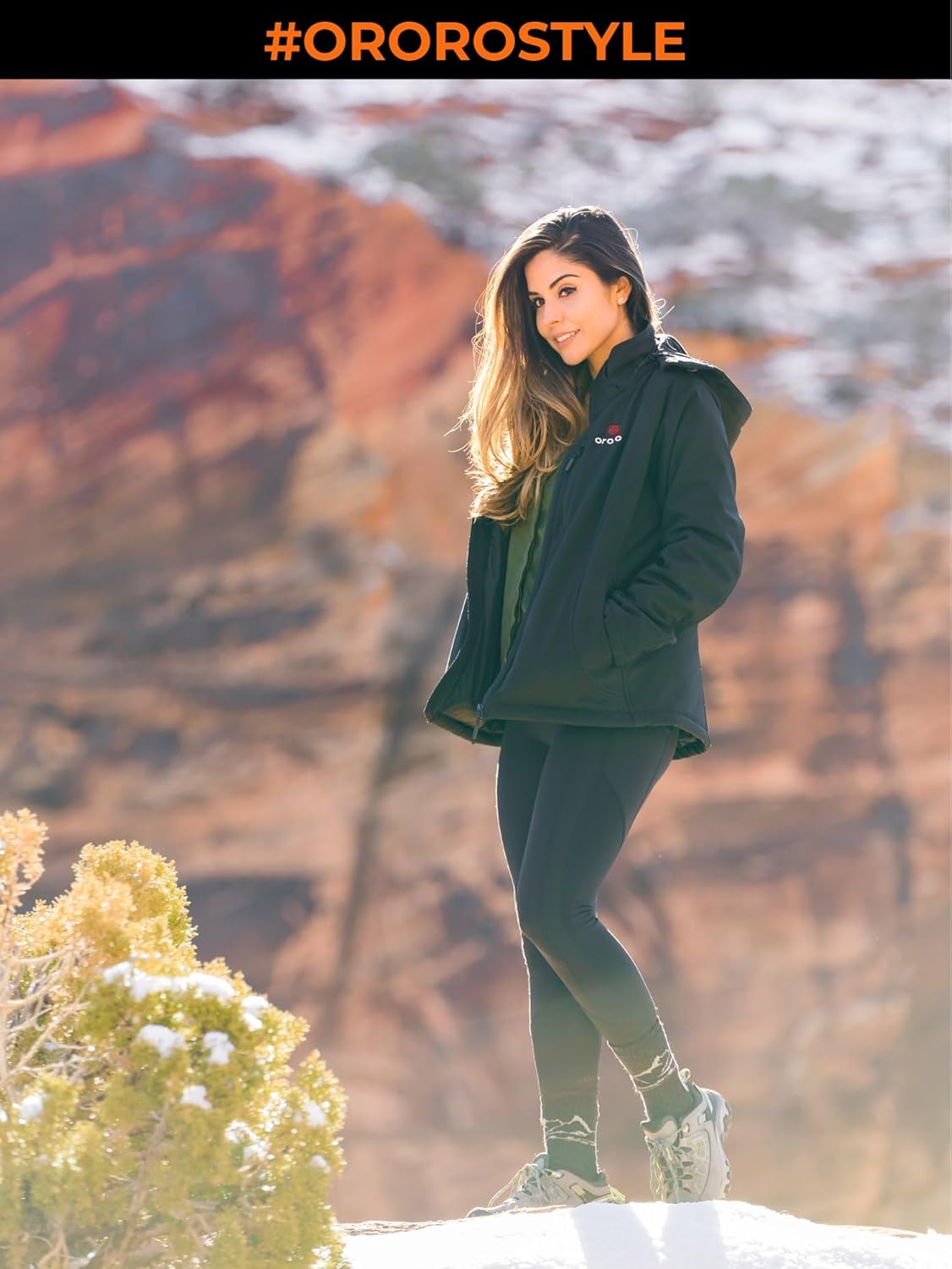ORORO Upgraded Women's 4-Zone Heated Jacket with Heated Collar, Heated Coat with Detachable Hood - Image 2