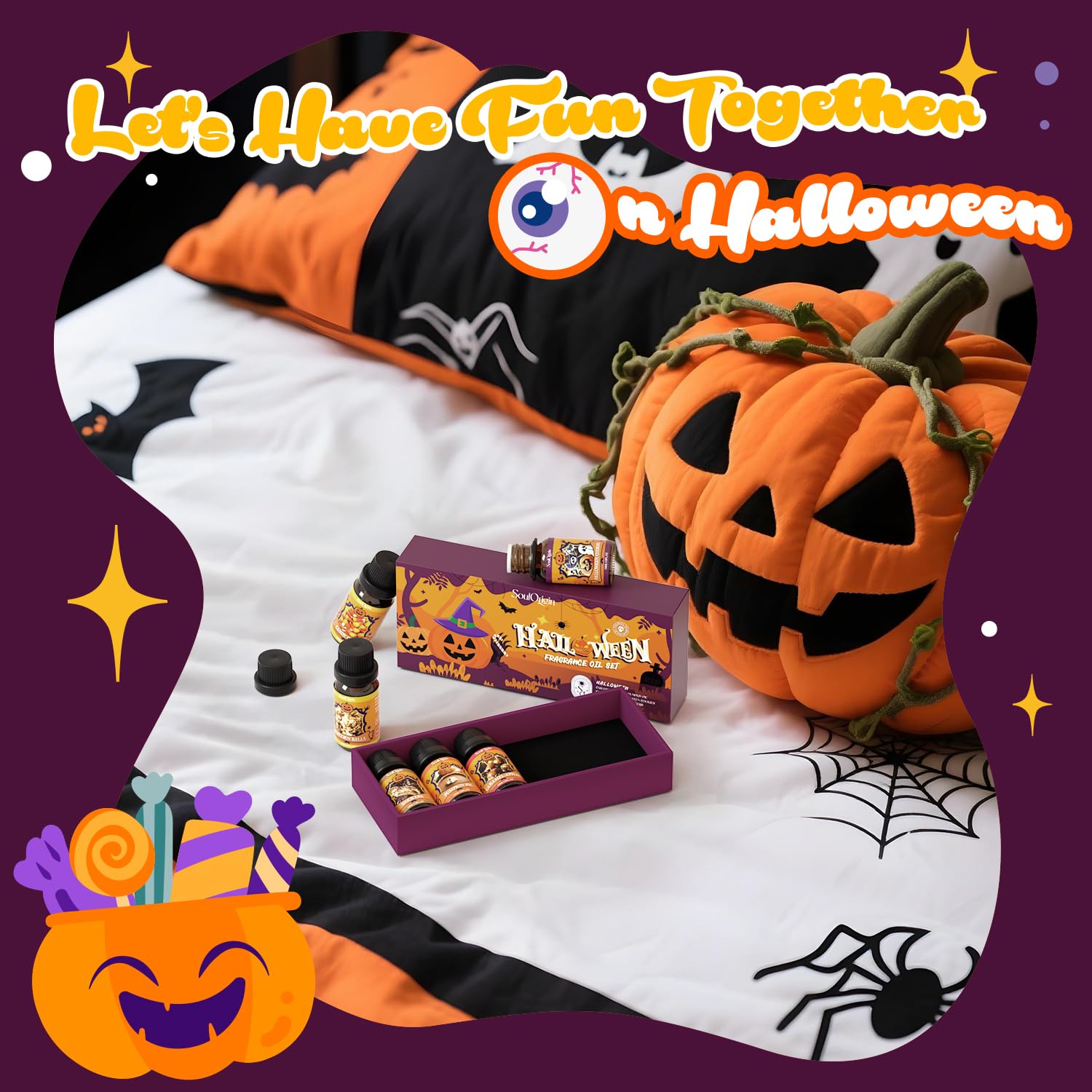 Halloween Fragrance Oils Set, Essential Oil for Diffuser, Diffuser Oil, Use for Soap Candle Making,Caramel Apples, Pumpkin Pie, Candy Corn, Halloween Cookies, Popcorn Balls, Snickers Bars - Image 6