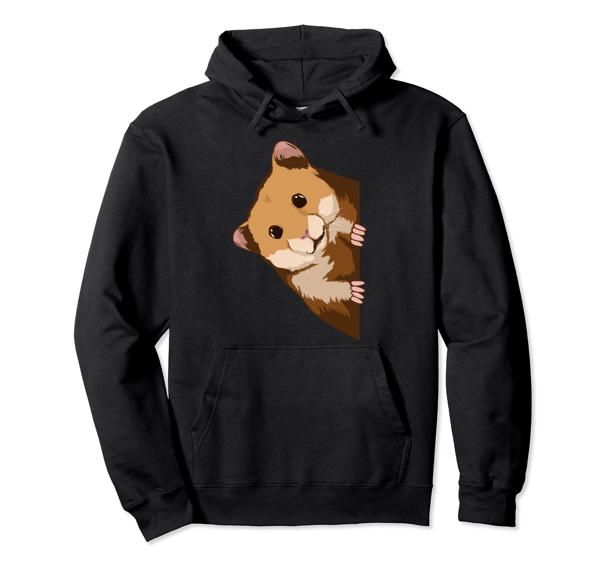Dwarf Hamster Looking From The Side Hammy Clothes Hamster Pullover Hoodie, Black