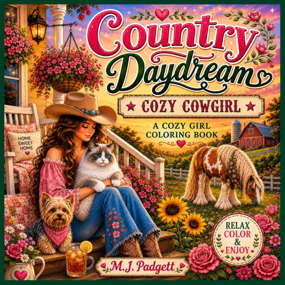 Country Daydream: Cozy Cowgirl: A Relaxing Country Coloring Book