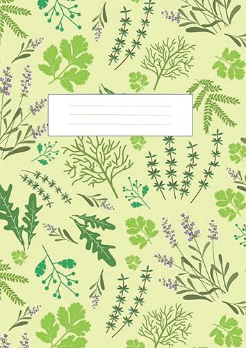 A4 Lined Exercise Book with Margin 120 Pages Ruled Notebook Journal Pattern Herb Garden Design