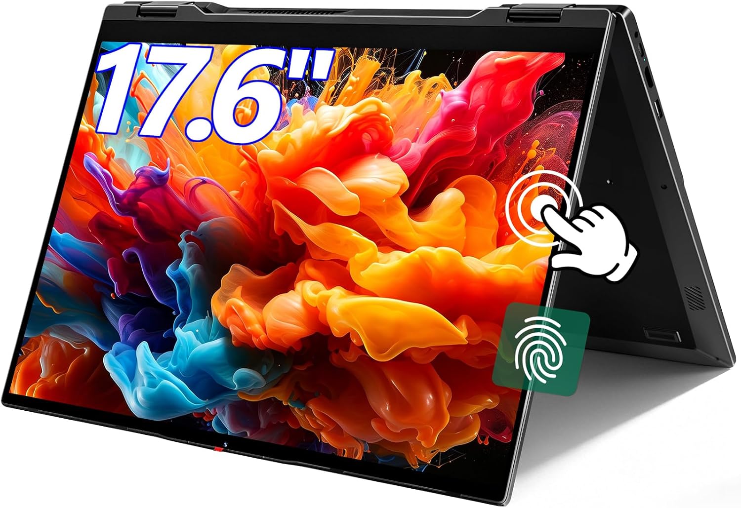 jumper 17.6" FHD Laptop, Convertible Laptop with Quad-Core(Up to 2.9GHz), 16GB RAM 640GB Storage, Backlit Keyboard, Fingerprint Reader, WiFi 6, BT5.2, 100% sRGB, USB-C (Charging, Data, Display)