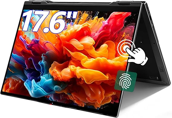 jumper 17.6 FHD Laptop, Convertible Laptop with Quad-Core(Up to 2.9GHz), 16GB RAM 640GB Storage, Backlit Keyboard, Fingerprint Reader, WiFi 6, BT5.2, 100% sRGB, USB-C (Charging, Data, Display)