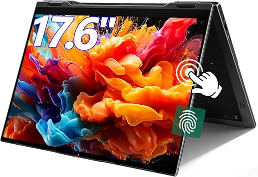 jumper 17.6" FHD Laptop, Convertible Laptop with Quad-CoreUp to 2.9GHz, 16GB RAM 640GB Storage, Backlit Keyboard, Fingerprint Reader, WiFi 6, BT5.2, 100% sRGB, USB-C Charging, Data, Display