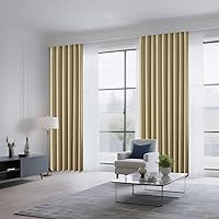 Vista 8 de CUCRAF - Cortinas opacas beige de 45 pulgadas, juego de 2 paneles con bolsillo para barra, cortinas para oscurecer dormitorios y sala de estar