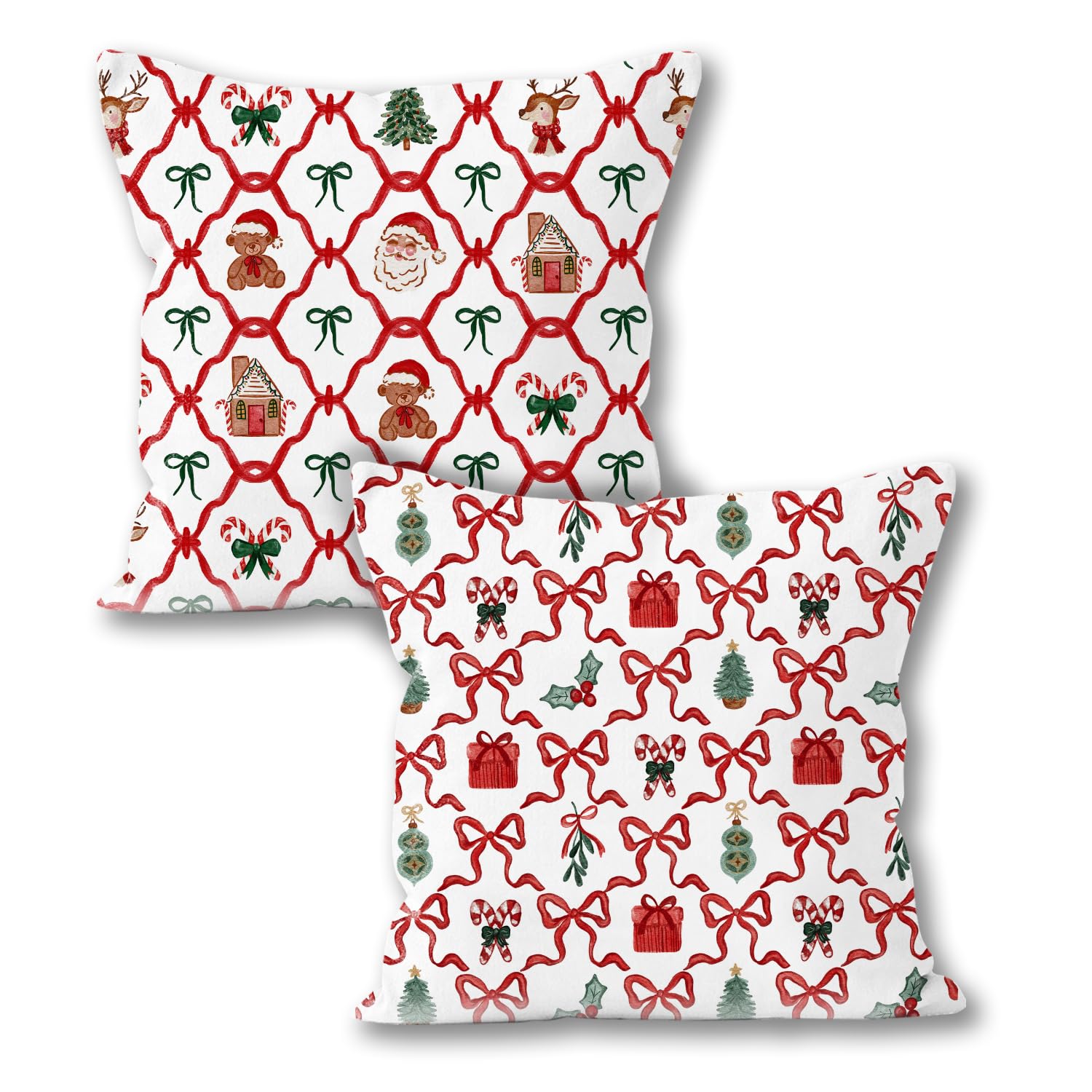 XUISWELL836 Coquette Christmas Bow Pillow Covers 18x18 Coquette Bow Xmas Christmas Room Home Preppy Decor Decorations for Bedroom