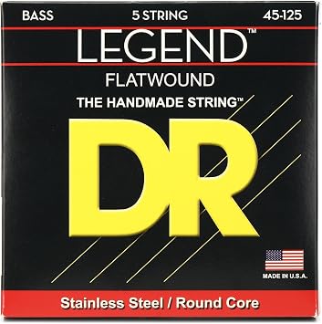 DR Strings LEGEND - Polished Flatwound Stainless Steel Bass Strings 5-String Medium 45-125 FL5-45