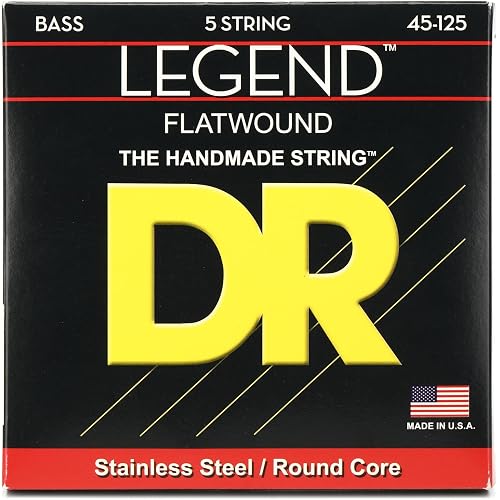 DR Strings LEGEND - Polished Flatwound Stainless Steel Bass Strings: 5-String Medium 45-125 (FL5-45)
