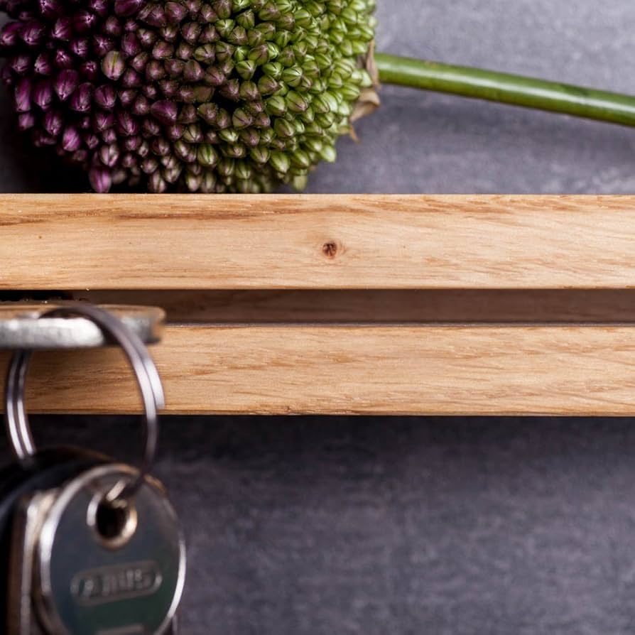 WOODS Sleutelrek Van Eikenhout 40 Cm - Handgemaakte Sleutelplank Met Plank Uit Beieren