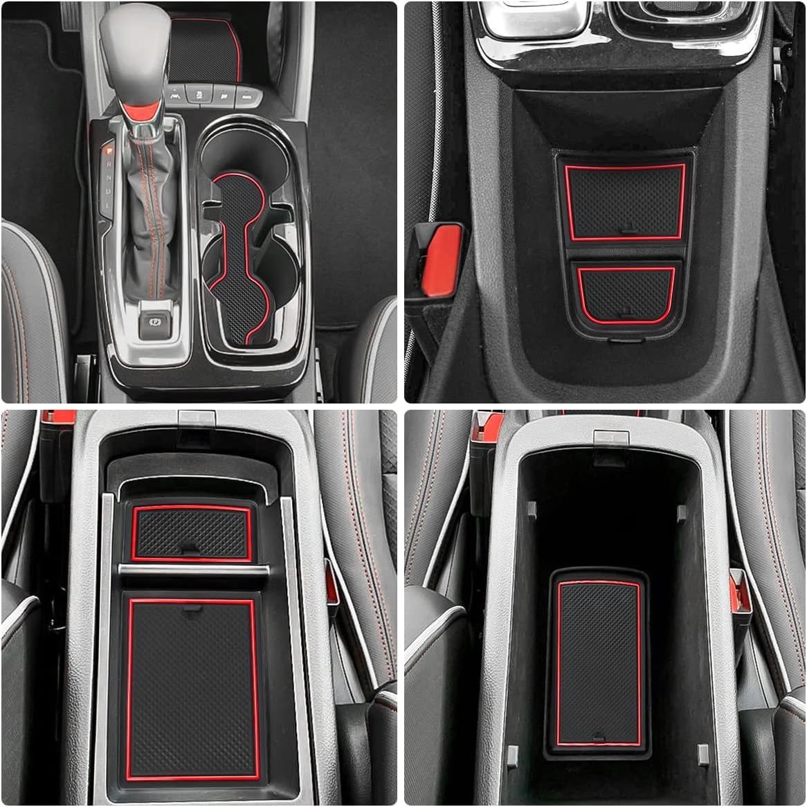 Auovo Anti-Dust Mats Compatible with Chevy Trailblazer 2021 2022 2023 2024 2025 Trailblazer(LS/LT/Activ/RS) Car Interior Cup Holder Liners Center Console Door Slot Pad (21PCS/Set) (Red)