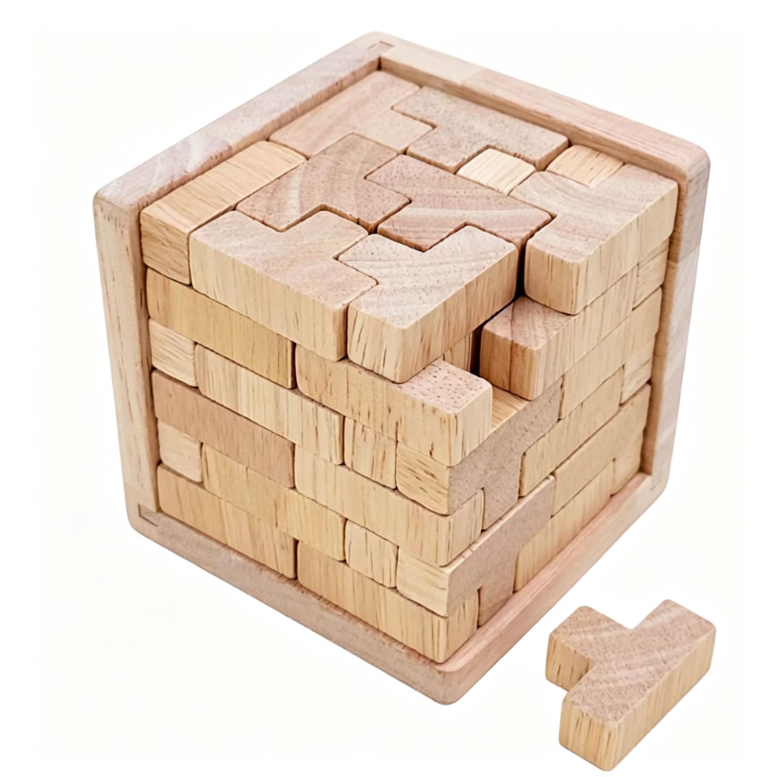ttnmrc Montessori 3D Wooden Cube Brain Teaser Puzzle