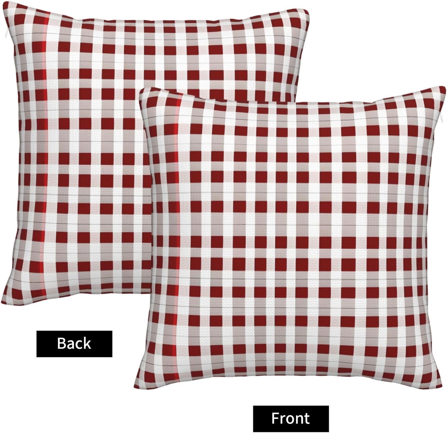 Red White Checkered Imitation Linen Pillowcase -2 Sets, Fashionable Home Decoration, Used for Sofas, Gardens, beds