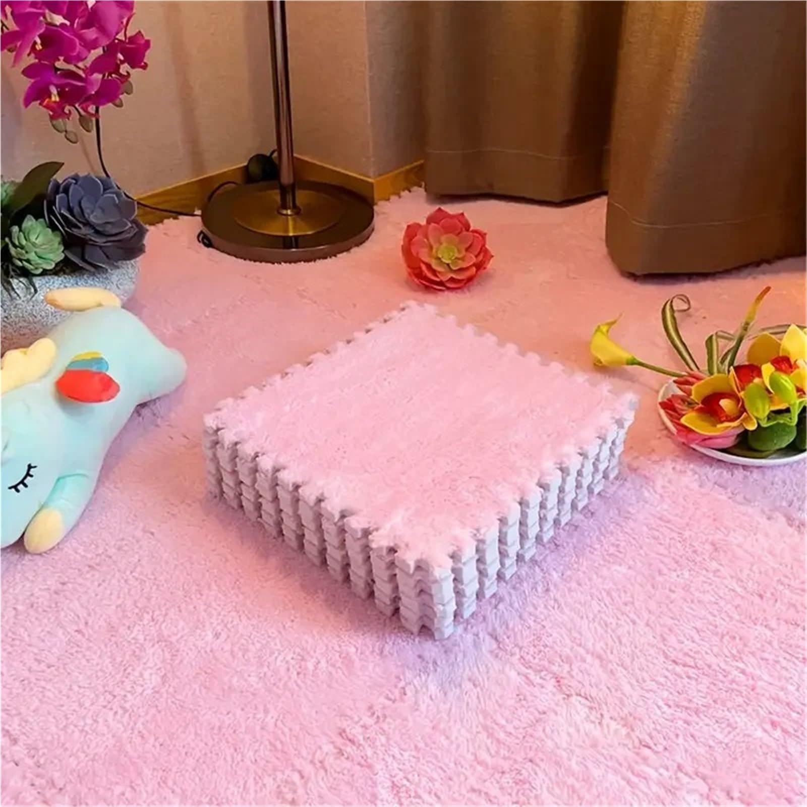 Tappeto Da Fitness A Puzzle 12 tappetini in schiuma soffici ad incastro, 30x30x1 cm, piastrelle in peluche for l'arredamento della camera da letto, sala giochi