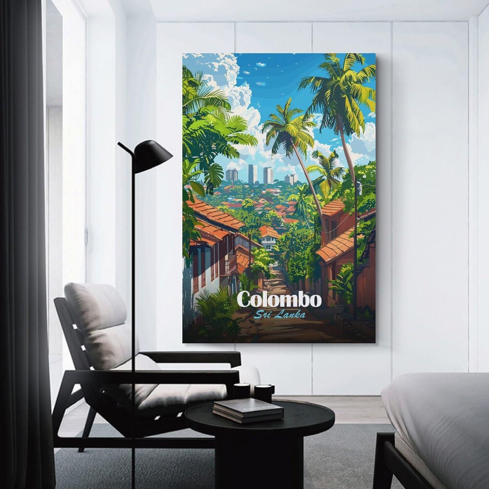 Junmoney Colombo, Sri Lanka Travel Home Decor Wall Art 20x30inch(50x75cm), for Office, Study Or Home Workspace, Home Office Artwork with Decorative Appeal