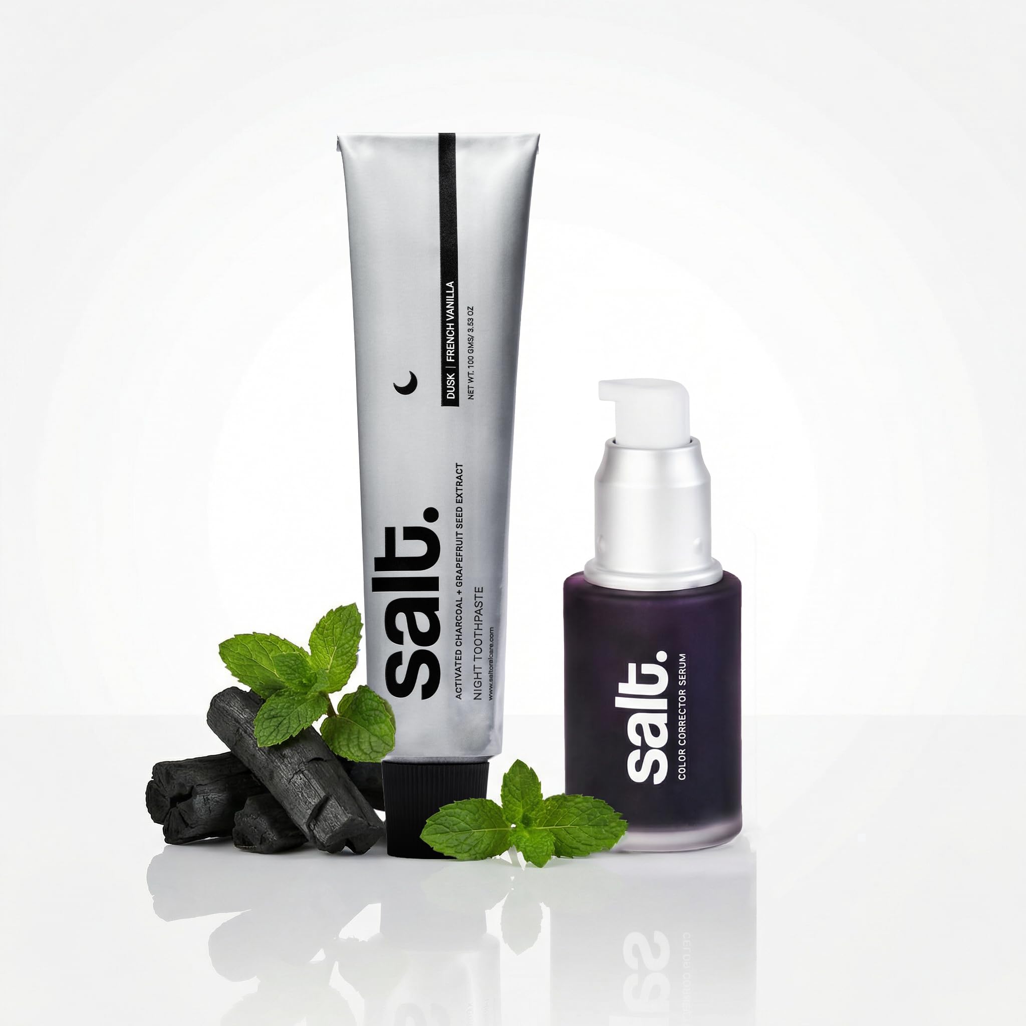 Salt. Oral Care Night Care Plus Combo | Dusk Night Toothpaste & Aura Purple Color Corrector Serum | Enzyme-Based Plaque Breakdown, Enamel Strengthening & Instant Teeth Brightening | French Vanilla & Lavender Mint-image-32