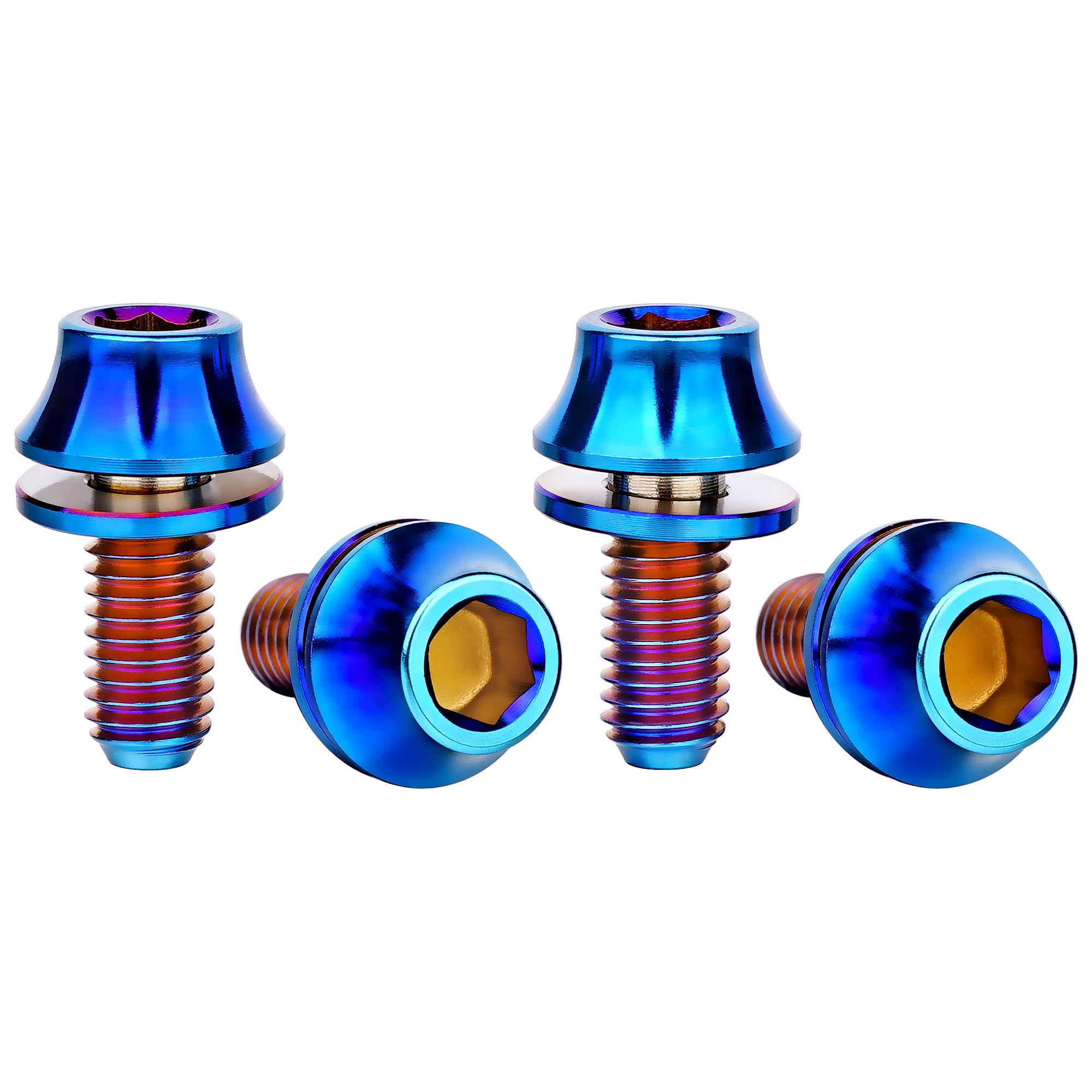 Titanium M5x12mm with Washer Bicycle Water Bottle Cage Bolt 4 Pack
