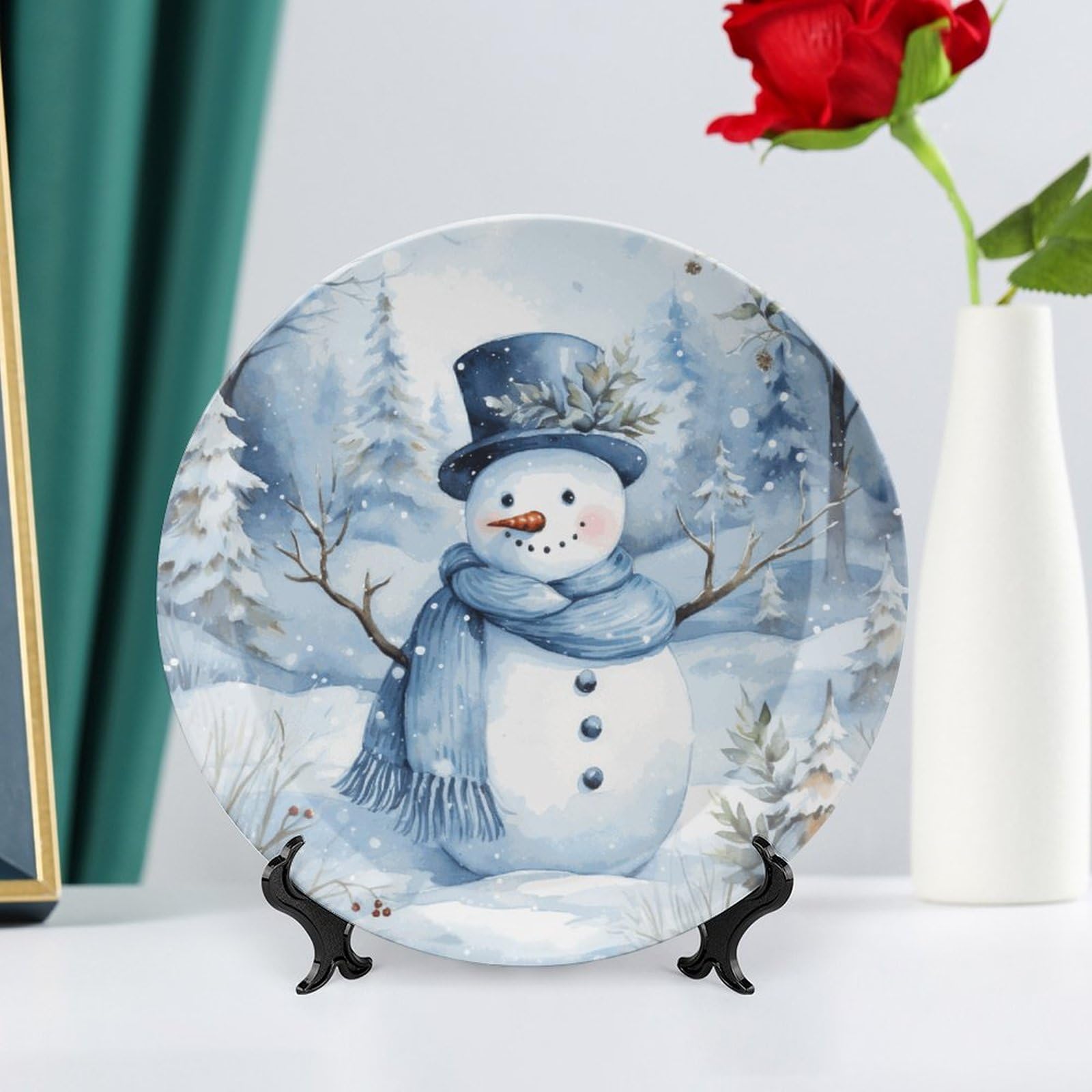   ⭐︎スノーマンプレート Amazon.com: Gokays Christmas Decorative Plates, A Snowman with
