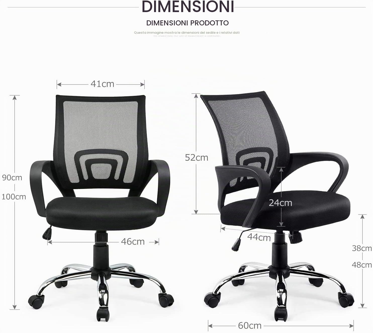 Mediawave Store - Sedia da Ufficio MOD. Nerea DIM249 Poltrona Direzionale con Schienale Traspirante, Girevole, 5 Ruote, Altezza Regolabile, Adatta per L'Ufficio, Studio dal Design Elegante (Nero)
