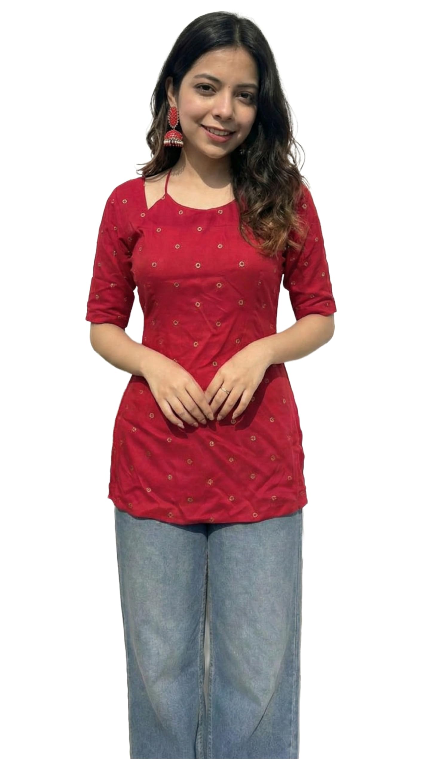 anni designer Women's Viscose Printed Short Kurti | Stylish Short Kurtis for Women | Casual & Trendy Kurti for Women | Tops with Jeans | Latest Top Women-picture-5