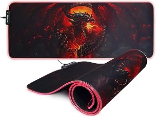 Mouse Pad Speed LED RGB 11 Efeitos Extra Grande 80x30cm Borda Costurada Antiderrapante Dragão