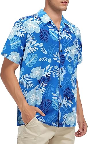 Miniatura 3 de Camisa hawaiana para hombre, con botones, manga corta, casual, para playa, verano, elegante, con estampado tropical