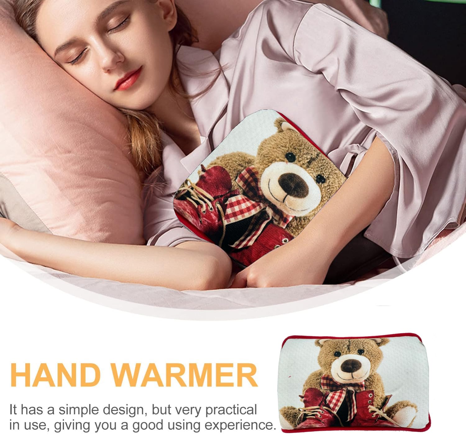 Borsa Acqua Calda Elettrica 500W con Morbida Fodera in Peluche, Temperatura Massima 75°C, Ideale come Scaldamani e Scaldapiedi, per Alleviare Dolori Muscolari, Dorsali e Mestruali (ORSO1)