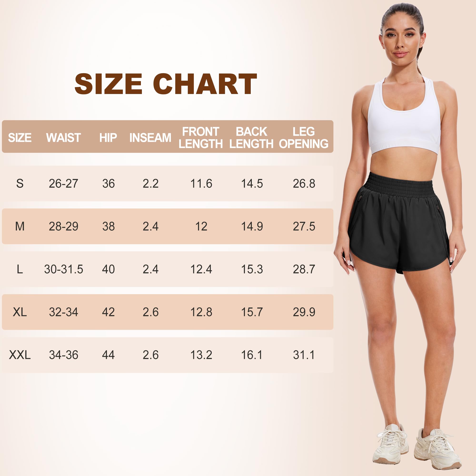 Lot de 5 shorts de sport courts pour femme - Avec poche zippée - Pour l'été - Pour la course à pied, le yoga, la course, le fitness, la course à pied