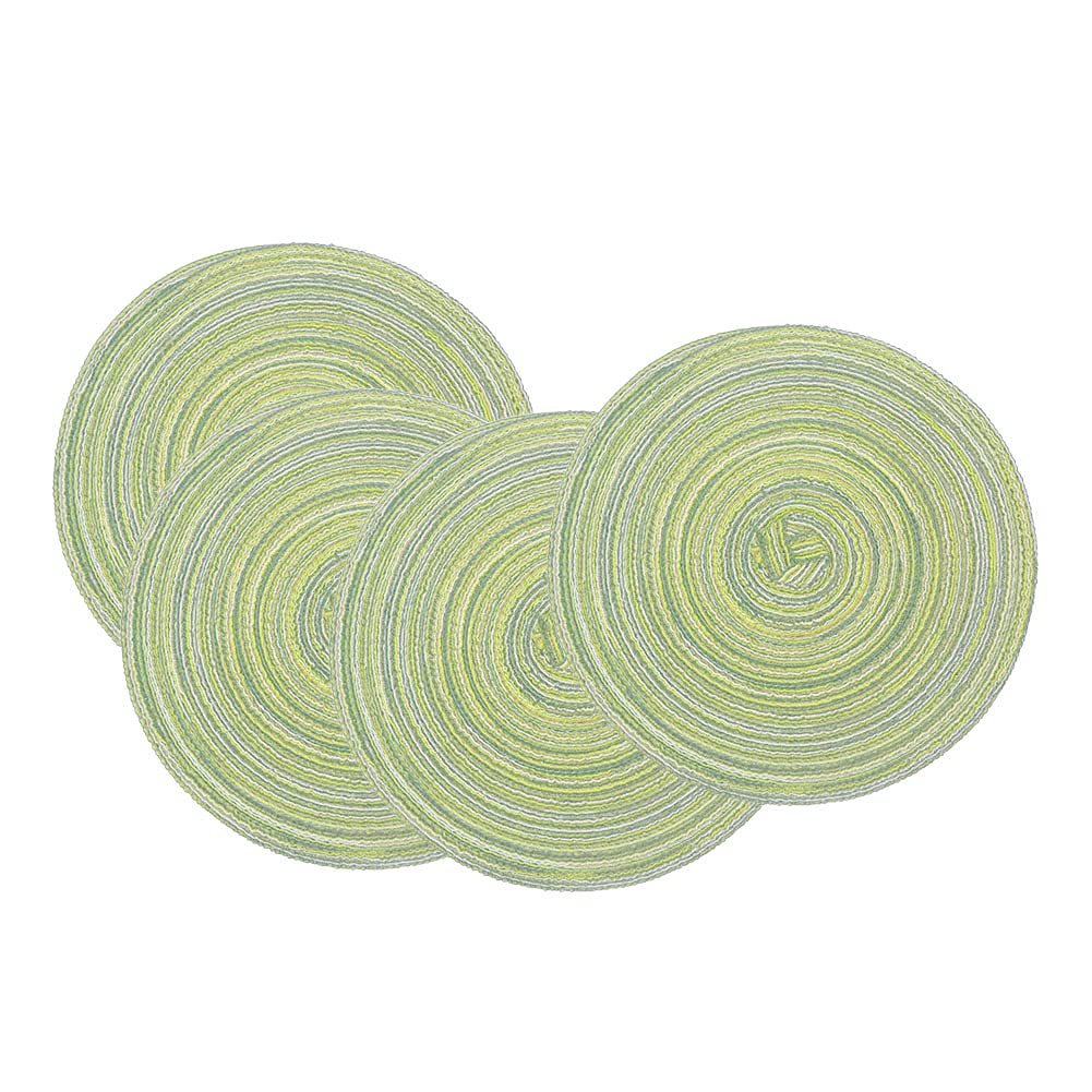 SCF2017 Set of 4 Round Woven Cotton Yarn Placemats 18cm Small Table Mats Coasters(Green)