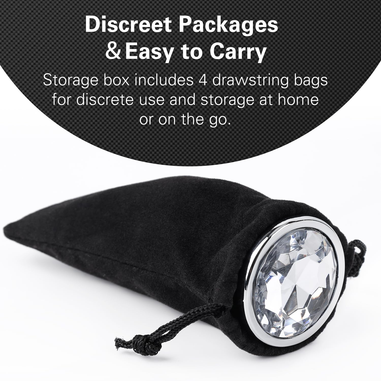 Anal Plug Beginner Set, 4 PCS Stainless Steel Butt Plug Training Kit with Jewel Base, Metal Anal Plugs for Gradual Training, Wide Base for Safety & Secure Fit for Women & Men Couples: White