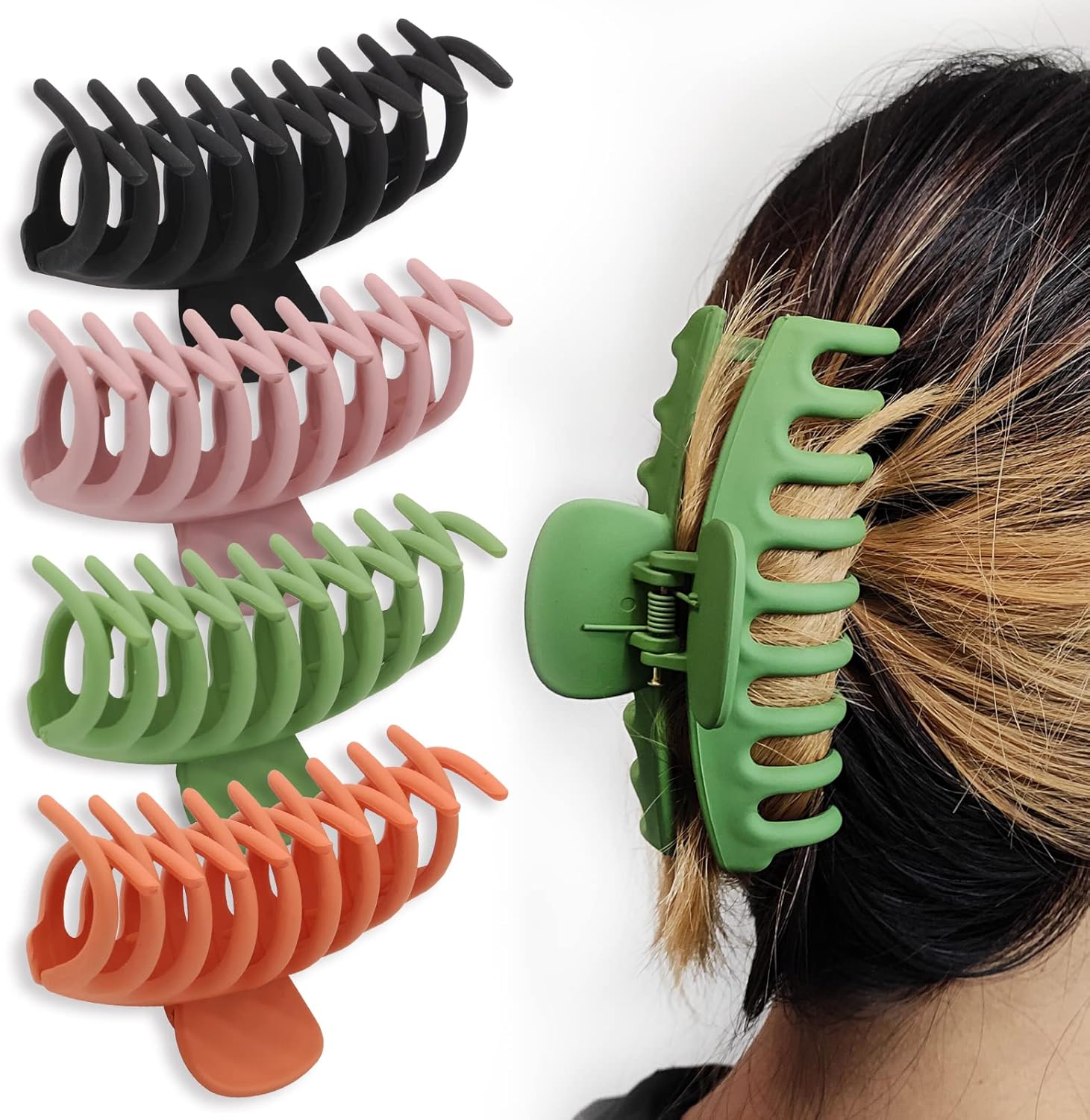 Amazon.co.jp TONBAO ヘアクリップ 4個パック ヘアクリップセット アクリル ノンスリップ ジャンボ ヘアクロー 強力