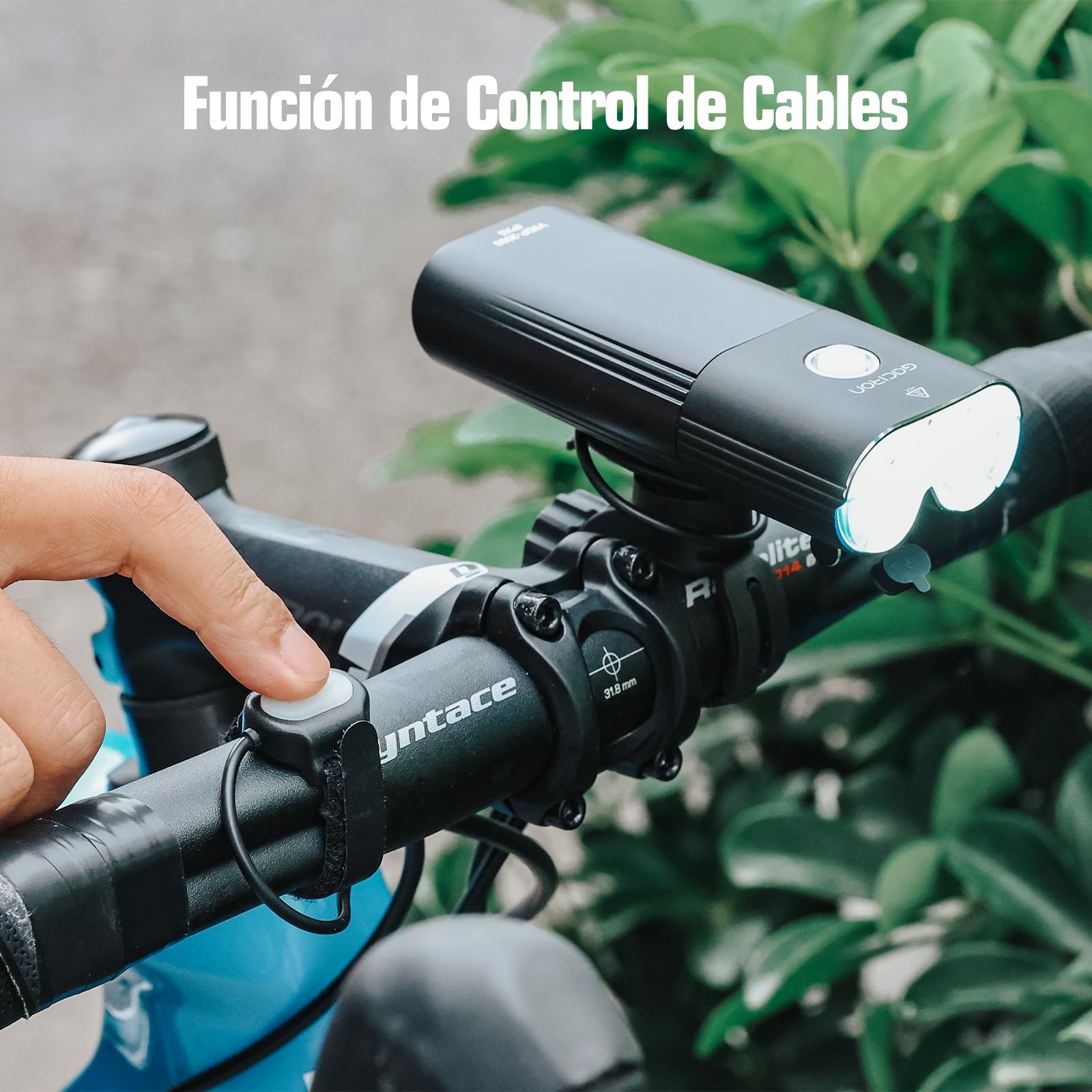 Gaciron V9DP luz Bicicleta Delantera,con función de Control Remoto con Cable,6 Modo de Brillo,luz Delantera Bicicleta Potente led con 6700mAh función de energía móvil,Luz Bicicleta de Aluminio