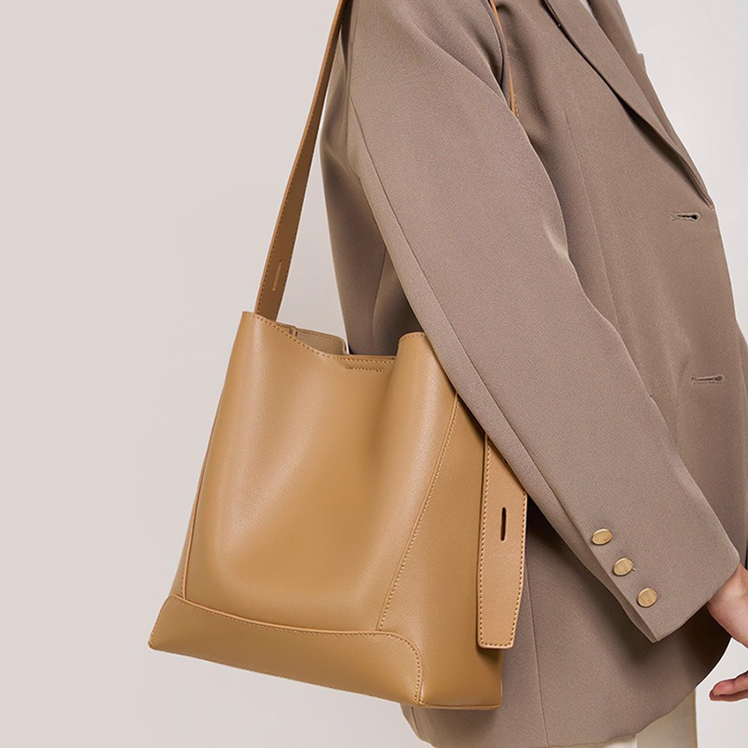 Borsa a tracolla da donna, in vera pelle, multifunzionale, di grande capacità, per pendolari