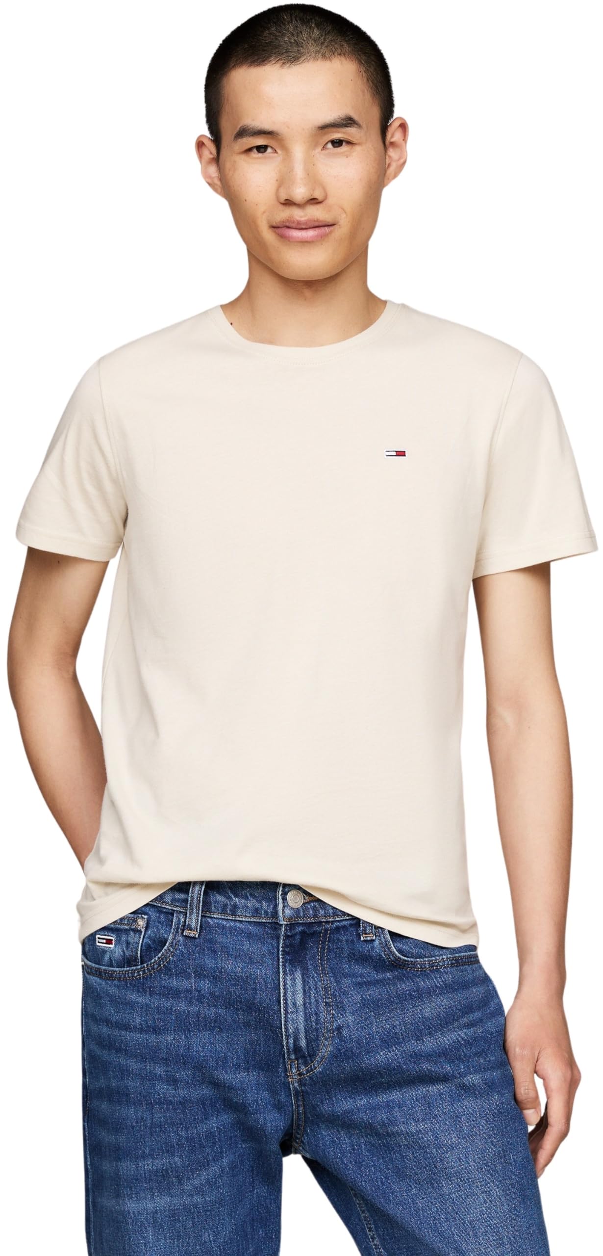 Tommy Jeans Herren 2er Pack T-Shirts Kurzarm Slim Fit, Mehrfarbig (Newsprint/White), XS – Ansicht 2