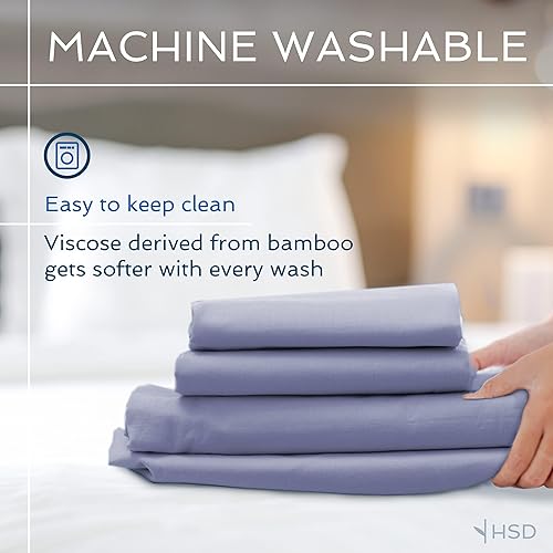 Miniatura 6 de Hotel Sheets Direct - Sábanas de 100% viscosa de bambú, tamaño individual XL, refrescantes, con laterales profundos, suaves y sedosas, color arena