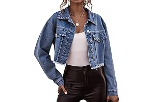 Women's Classic Jean Jacket Cropped Denim Jacket