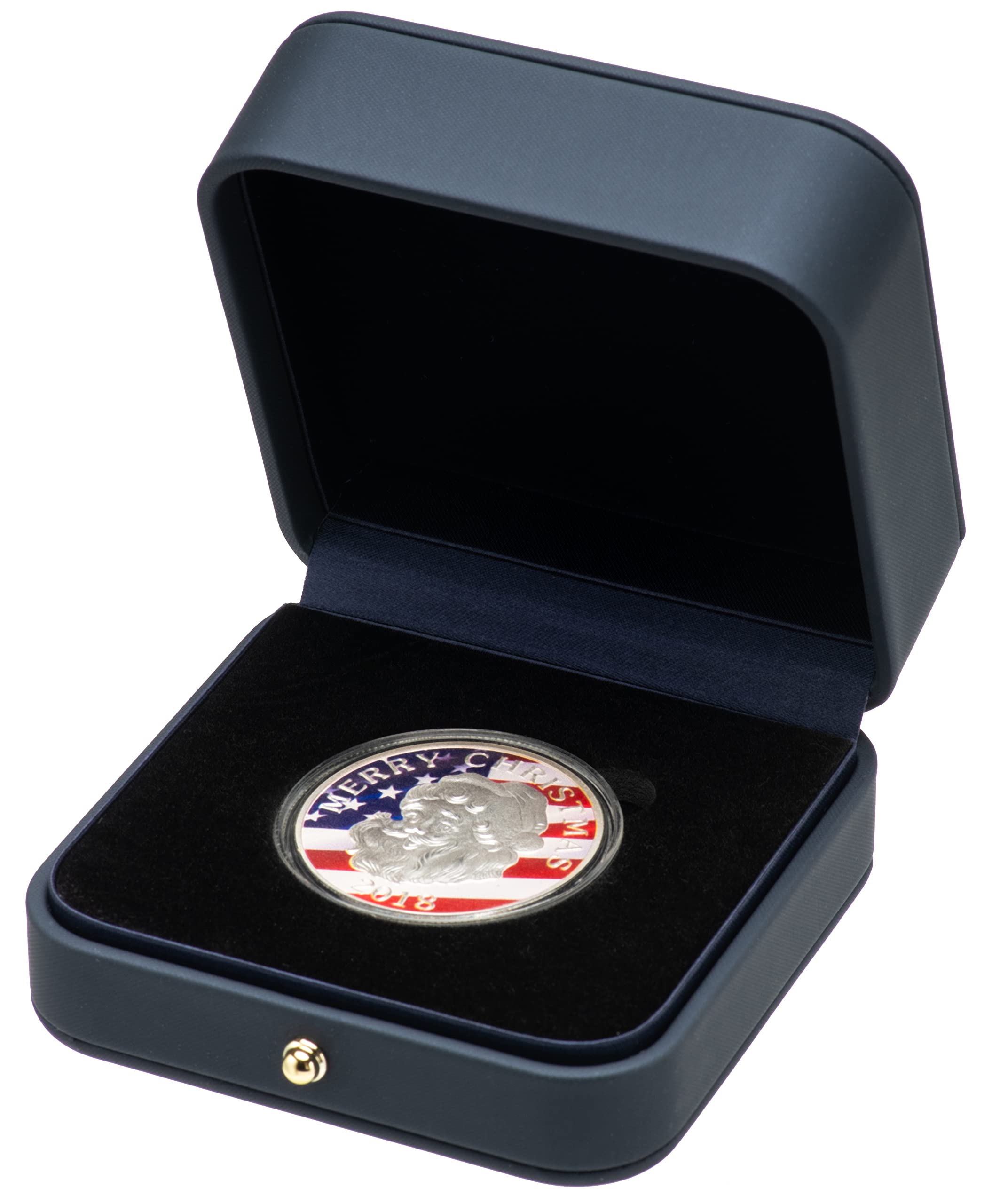 COWFEX PU Coin Presentation Display Box Holder with Capsule (for 40mm,Blue)