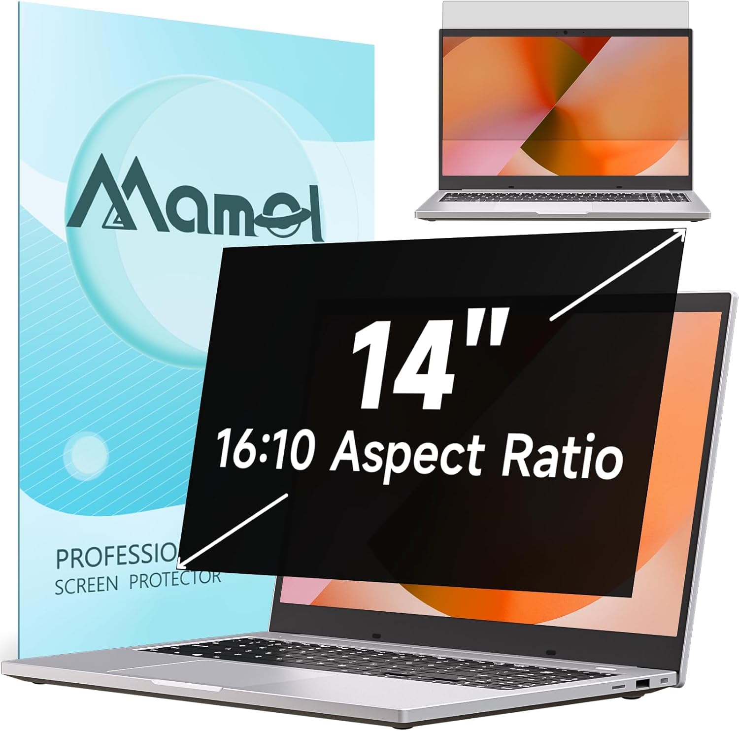 Mamol 360° Privacy Screen for Macbook Pro 13 Inch (2016-2022, M1, M2) & Air 13 inch (2018-2021, M1), Anti Glare Blue Light Filter, Nano No Glue Anti Spy Black Protector for Mac Pro 13'' Laptop — view 14